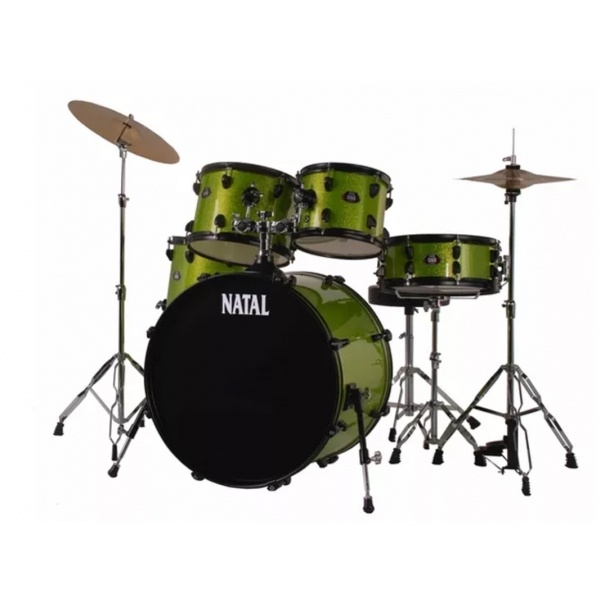 NATAL DNA F22 Drum Kit Acid Green with Black Hardware