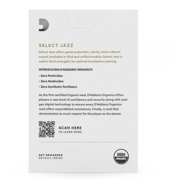 D'ADDARIO Organic Select Jazz Filed Soprano Sax 4 Medium (10-pack)