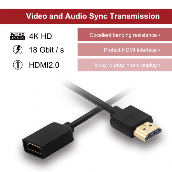 Prolunga HDMI Cavo Corta Alta Velocità 2 Pezzi, Adattatore HDMI Maschio Femmina per TV Stick 4K, 14CM