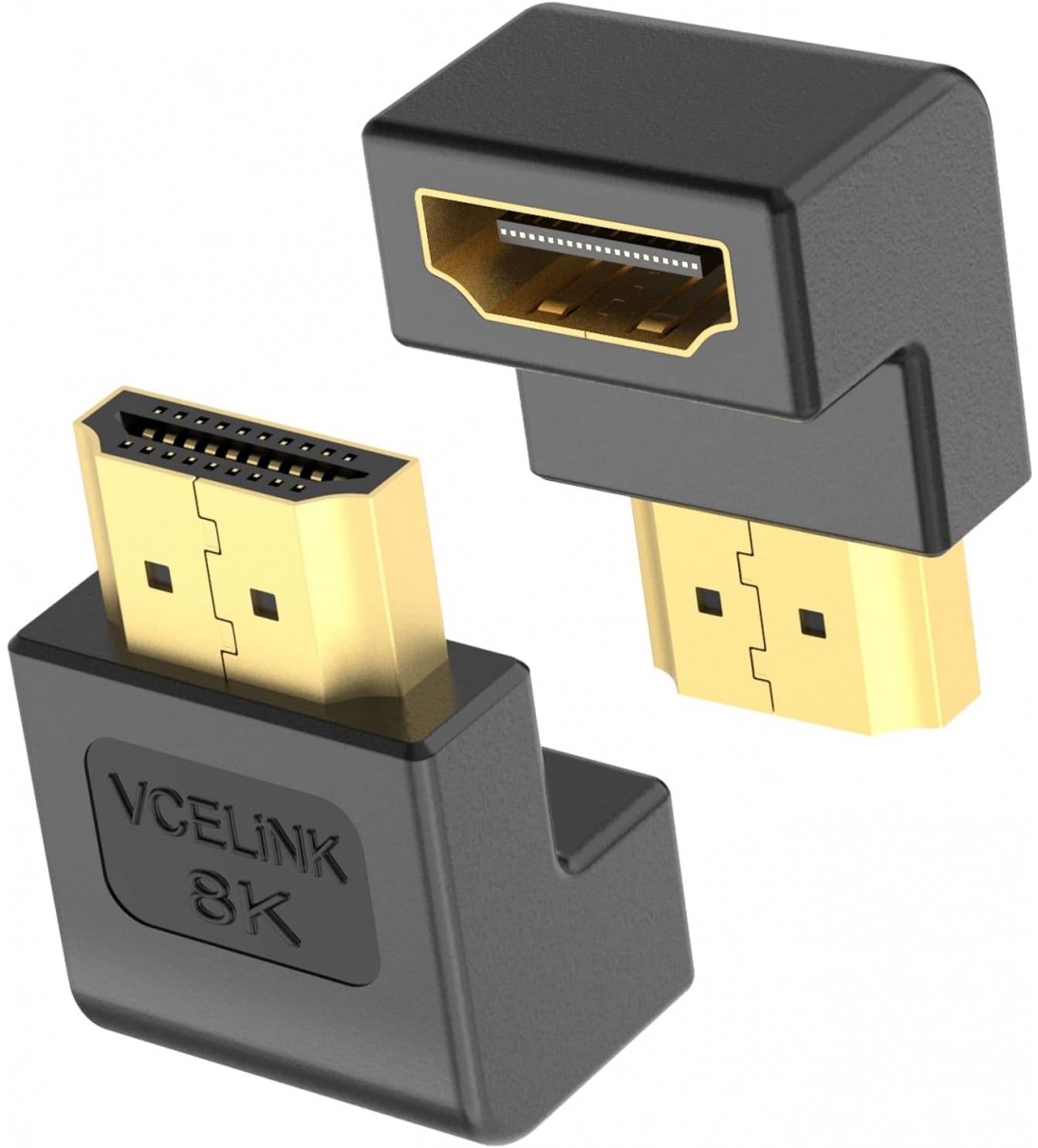 Adattatore HDMI 90 Gradi e 270 Gradi 8K, Connettore HDMI Angolo Retto Placcato Oro per Switch, HDTV, Laptop, PS4 Xbox, HDMI Maschio Femmina [B006WB466]