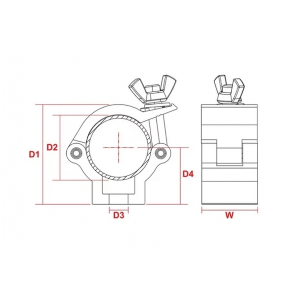 BEAMZ Half Coupler 75kg Aluminium Black Mezzo accoppiatore universale compatto in alluminio per montaggio su tubi e truss Costruzione in alluminio ad alta resistenza