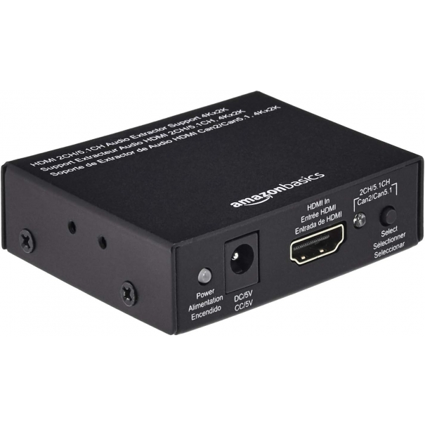 Convertitore estrattore audio, da HDMI a HDMI + Audio (SPDIF + RCA Stereo), Nero