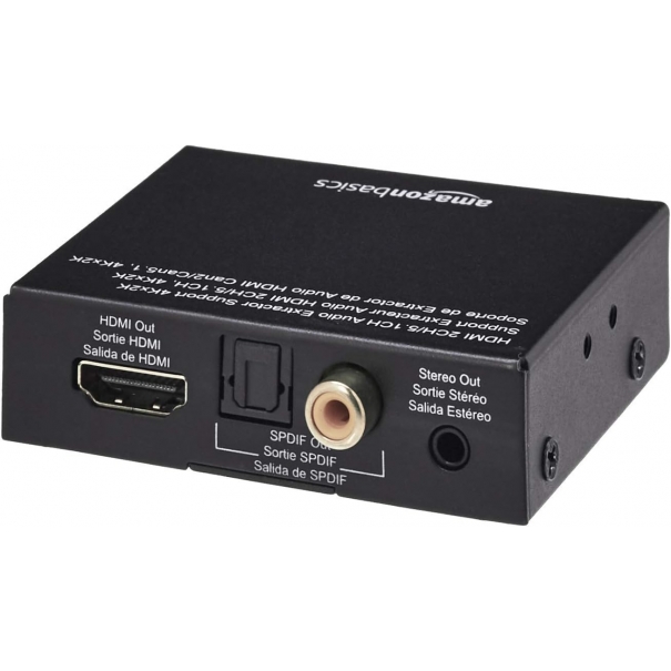 Convertitore estrattore audio, da HDMI a HDMI + Audio (SPDIF + RCA Stereo), Nero