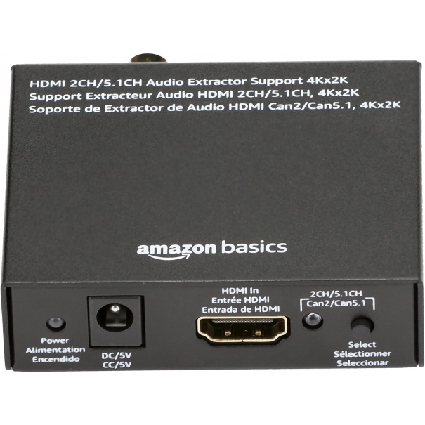 Convertitore estrattore audio, da HDMI a HDMI + Audio (SPDIF + RCA Stereo), Nero