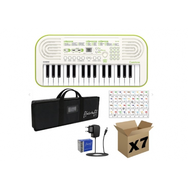 CASIO SA50 Kit con Borsa ffalstaff con Imbottitura 5 mm, Alimentatore e Adesivi con Notazione Italiana - (master carton da 7 pezzi)