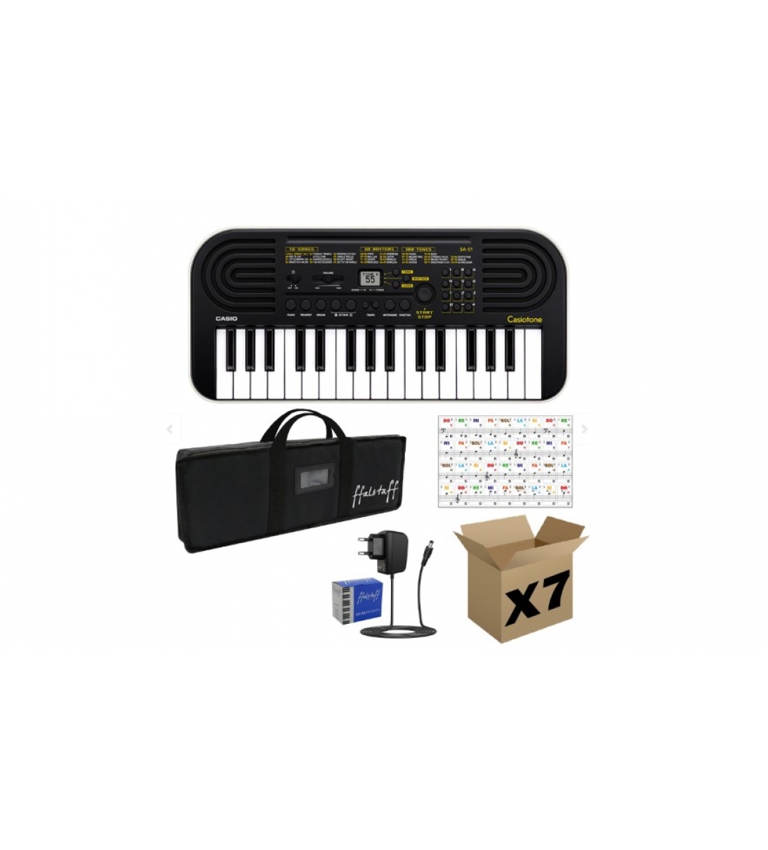 CASIO SA51 kIT Completo di Borsa ffalstaff con Imbottitura 5 mm, Alimentatore e Adesivi con Notazione Italiana - (master carton da 7 pezzi)