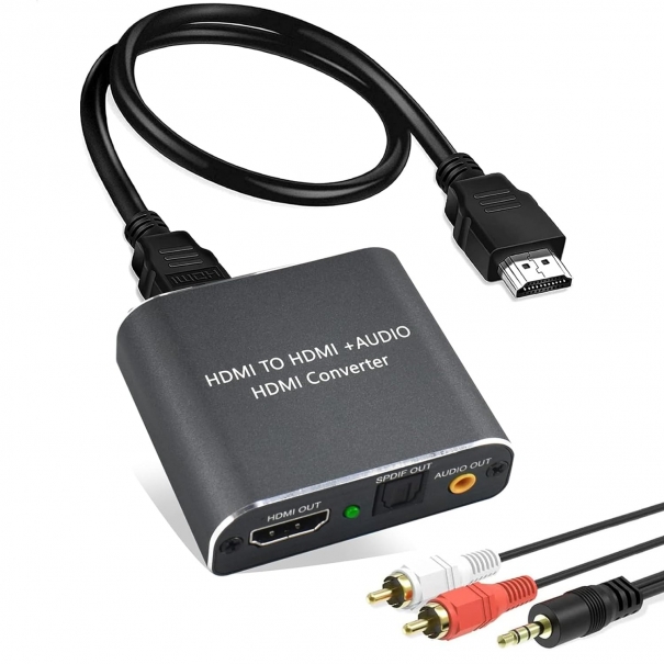 Convertitore Estrattore Audio,HDMI Audio Extractor 4K@60Hz da HDMI a HDMI + Audio (SPDIF + RCA Stereo+3.5mm) [Ozvavzk]