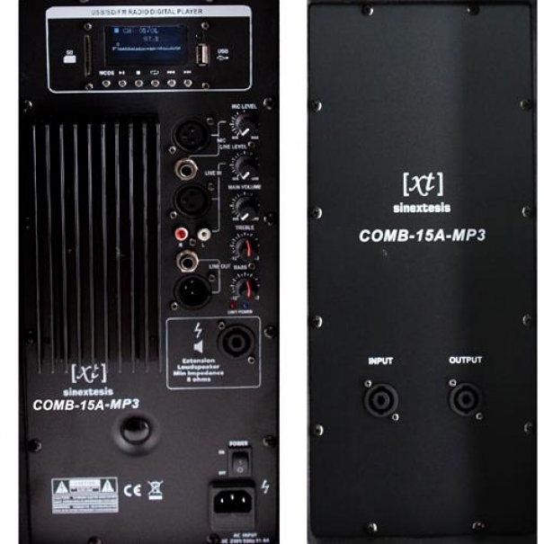 Kit Attivo Coppia Diffusori 500 W 2x (LF 15" + HF 1") con Display LCD, Microfono, Player Mp3 (USB/SD), Radio FM e Telecomando